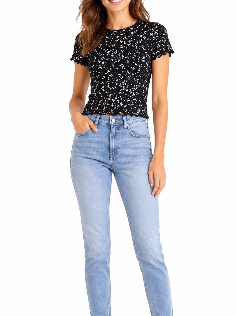 Hollister Size XXS Blue Floral Baby T-Shirt